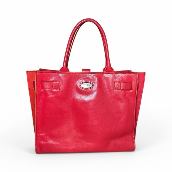 Furla Red Leather Tote/Handbag - Medium - Picture 1 of 6